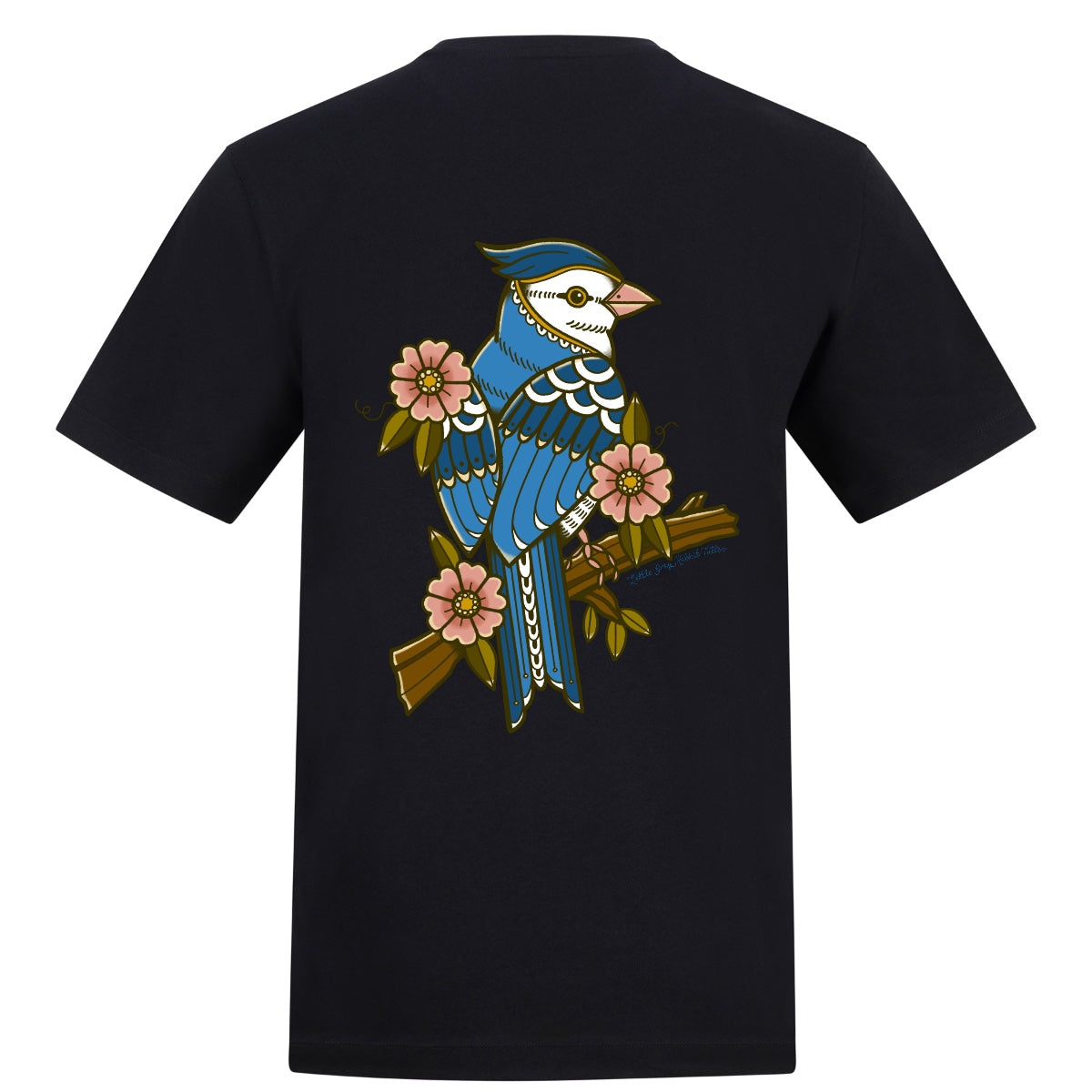 Floral Bird T-Shirt | Black | Duzzer 180gsm Regular Fit T-Shirt
