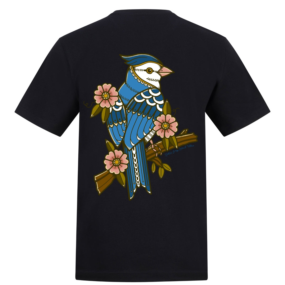Floral Bird T-Shirt | Black | Duzzer 180gsm Regular Fit T-Shirt