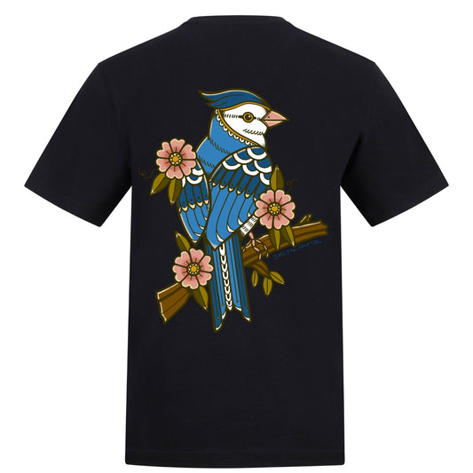 Floral Bird T-Shirt | Black | Duzzer 180gsm Regular Fit T-Shirt
