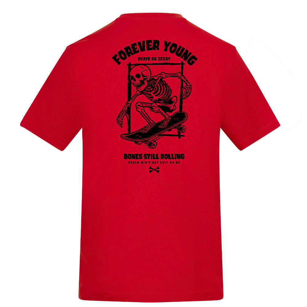 FOREVER YOUNG | Fire Red | Rizzer 150gsm Regular Fit T-Shirt - Wrong Crowd Artist merch
