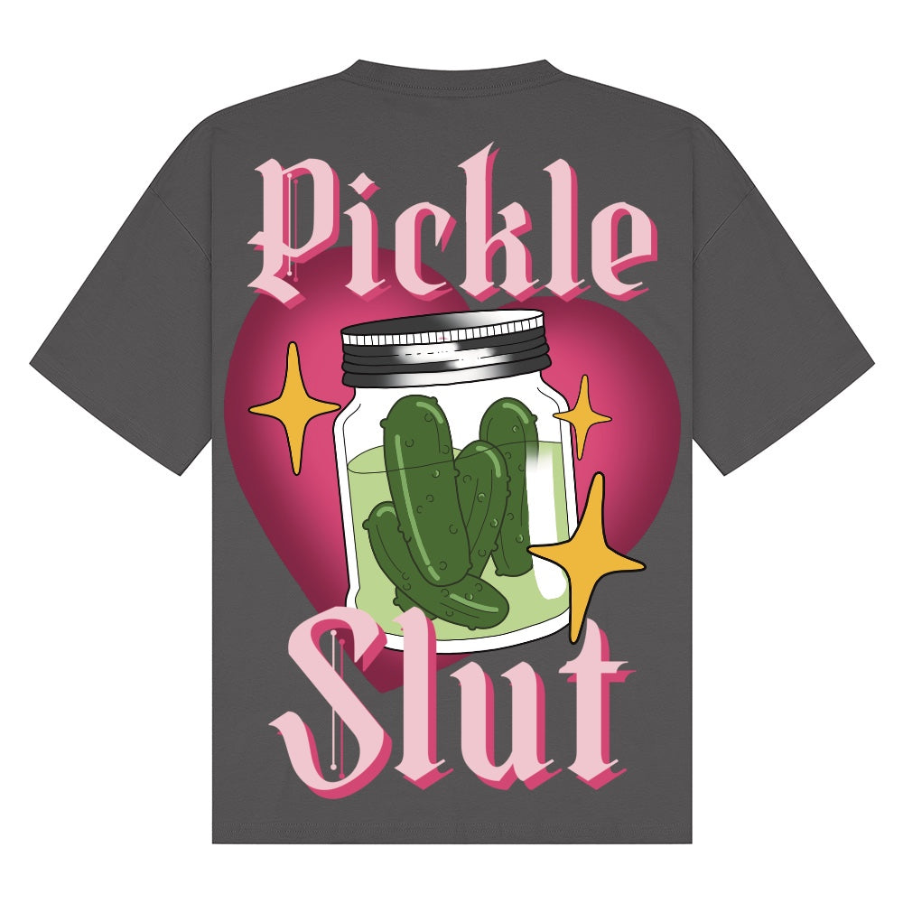 Pickle Slut - Large back print | Charcoal | Breezer 180gsm Oversized T-Shirt (Copy)