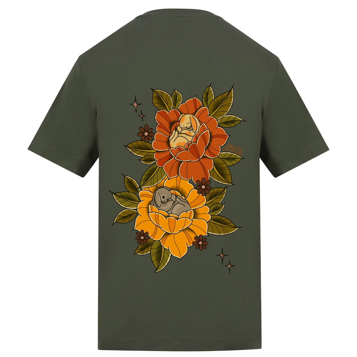 Sleepy Bunny T-Shirt | Earthy Green | Duzzer 180gsm Regular Fit T-Shirt