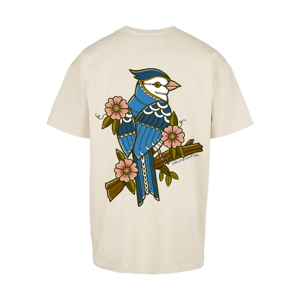 Floral Bird T-Shirt | Sand | Oversized T-Shirt