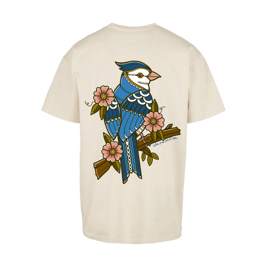 Floral Bird T-Shirt | Sand | Oversized T-Shirt