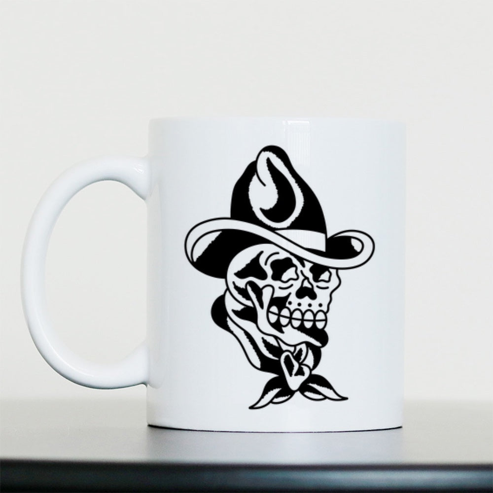 Cowboy Skull Mug | White | 15oz Mighty Mug - Wrong Crowd Artist merch