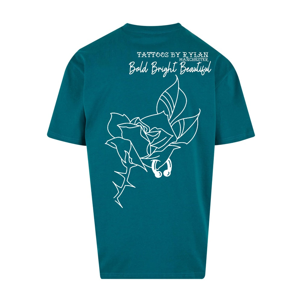 Pierced petal | Retro Green | Dunker 240gsm Oversized T-Shirt - Wrong Crowd Artist merch