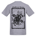 Metal logo with skullflower border back | Heather Grey | Duzzer 180gsm Regular Fit T-Shirt - Wrong Crowd Artist merch