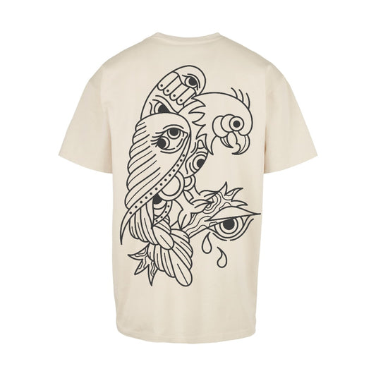Eye Bird | Sand | Oversized T-Shirt - Wrong Crowd Artist merch