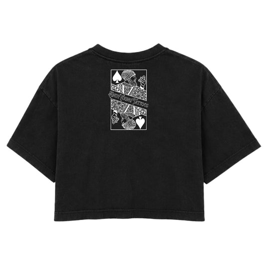 Flaming Dragon Claw | Washed Black | Rogue Womens 220gsm Washed Cropped Tee