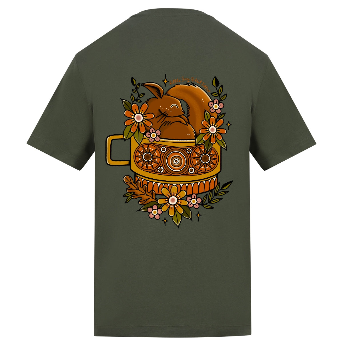 Sleepy Squirrel T-Shirt | Earthy Green | Duzzer 180gsm Regular Fit T-Shirt