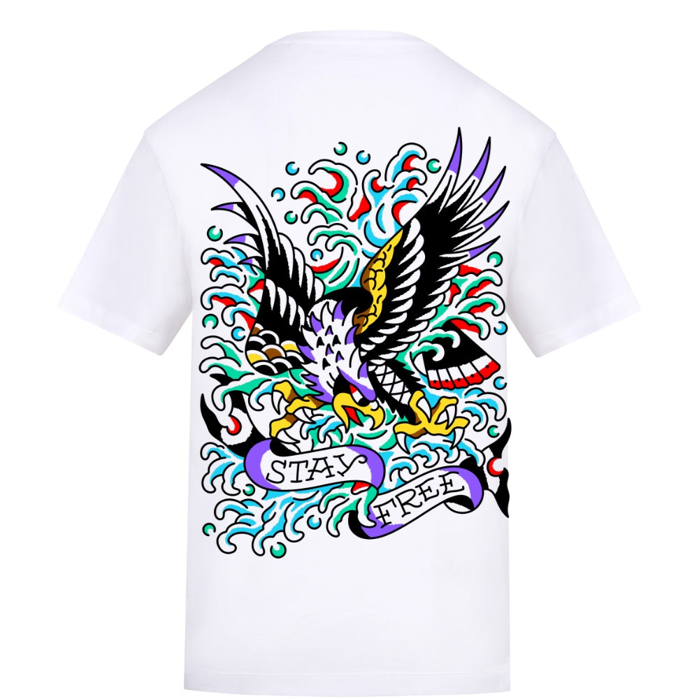 Eagle Tee | White | Duzzer 180gsm Regular Fit T-Shirt - Wrong Crowd Artist merch