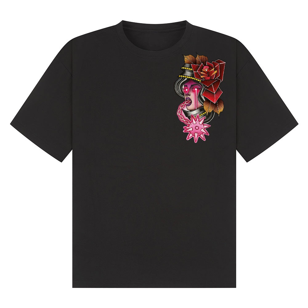 Neon Knight | Black | Breezer 180gsm Oversized T-Shirt - Wrong Crowd Artist merch