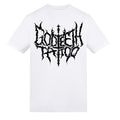 Metal logo & flail back | White | Rizzer 150gsm Regular Fit T-Shirt - Wrong Crowd Artist merch