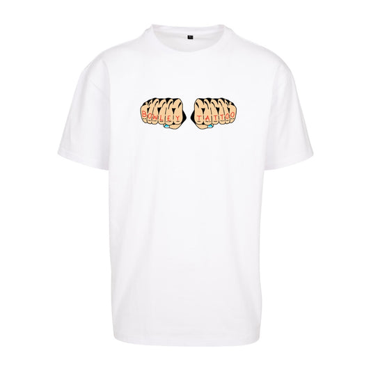 Knuckle Tattoo Tee | White | Dunker 240gsm Oversized T-Shirt