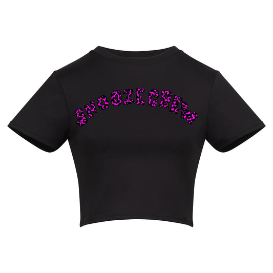 Wild Cherry | Black | Vixen Recycled Womens 240gsm Cropped Tee