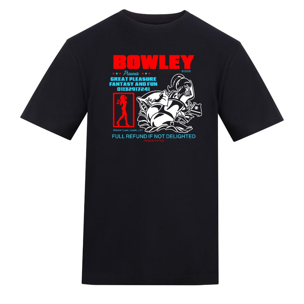 Great Pleasure Red/Blue Tee | Black | Duzzer 180gsm Regular Fit T-Shirt - Wrong Crowd Artist merch