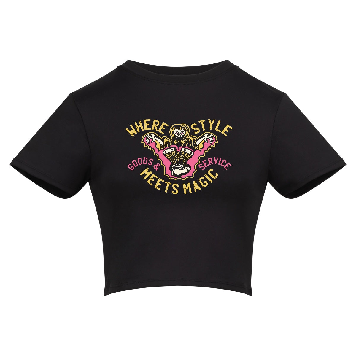 Where Style Meets Magic | Black | Vixen Recycled Womens 240gsm Cropped Tee