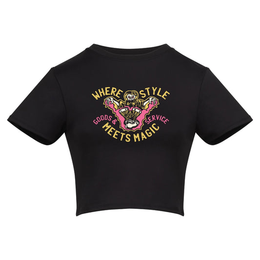 Where Style Meets Magic | Black | Vixen Recycled Womens 240gsm Cropped Tee