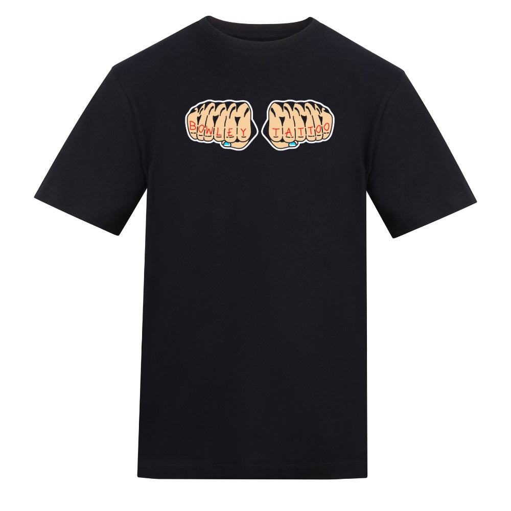 Knuckle Tattoo Tee | Black | Duzzer 180gsm Regular Fit T-Shirt
