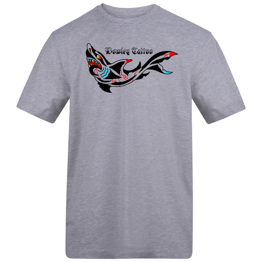Shark Tee | Heather Grey | Duzzer 180gsm Regular Fit T-Shirt - Wrong Crowd Artist merch