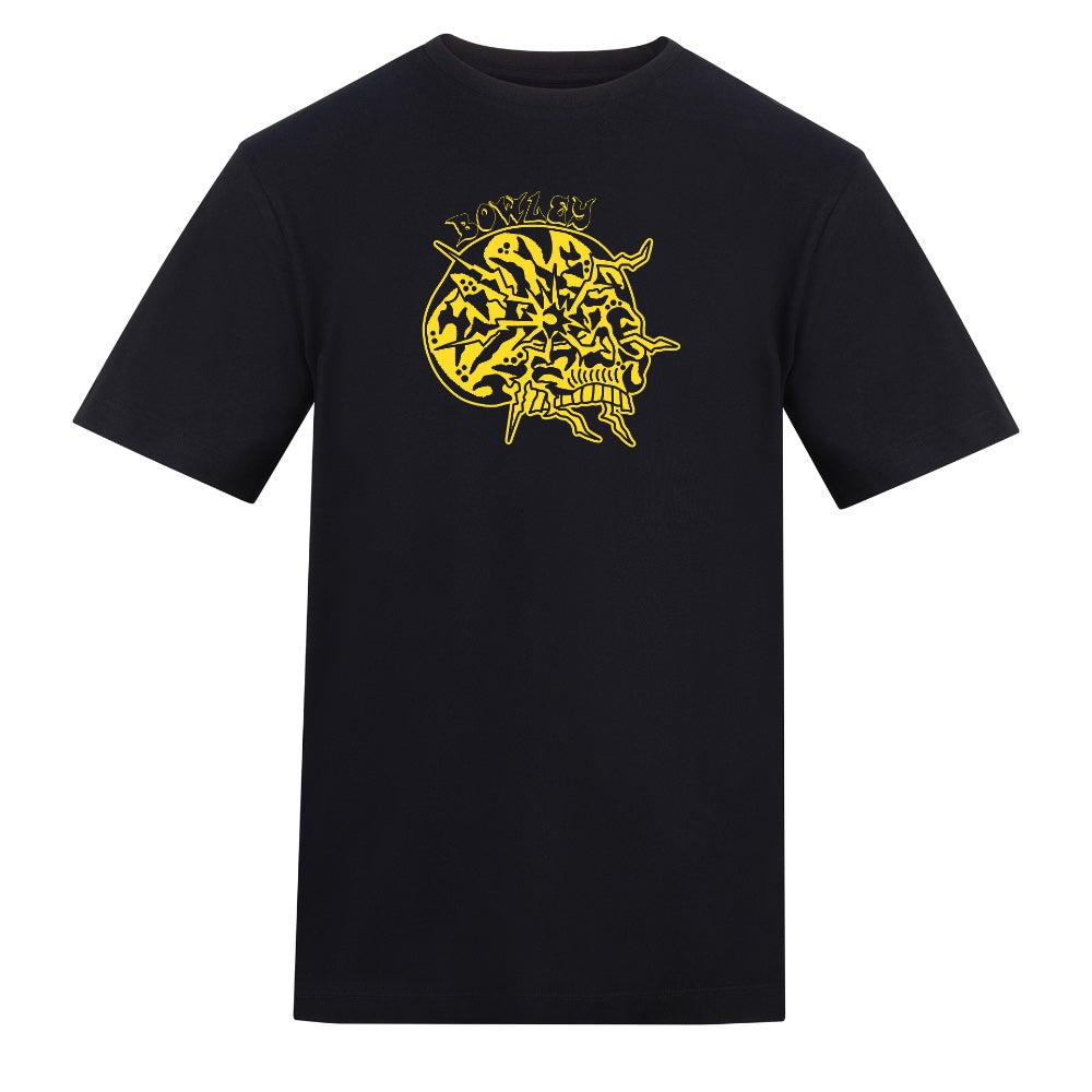 Lightning Yellow Skull Tee | Black | Duzzer 180gsm Regular Fit T-Shirt