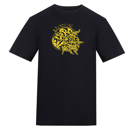 Lightning Yellow Skull Tee | Black | Duzzer 180gsm Regular Fit T-Shirt
