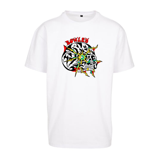 Colour Lightning Skull Tee | White | Dunker 240gsm Oversized T-Shirt