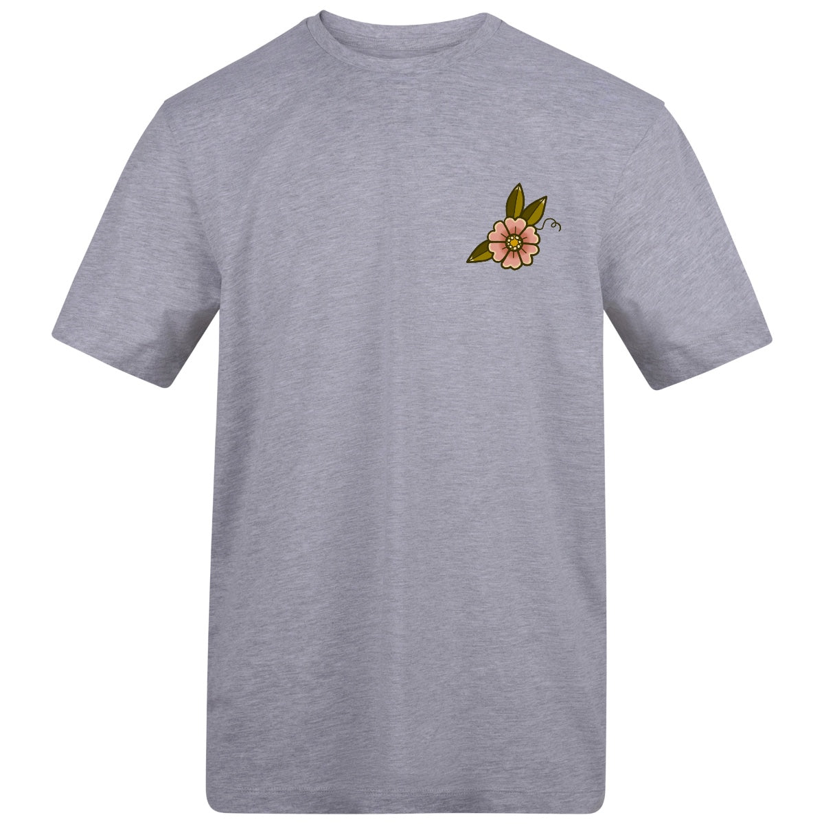 Floral Bird T-Shirt | Heather Grey | Duzzer 180gsm Regular Fit T-Shirt