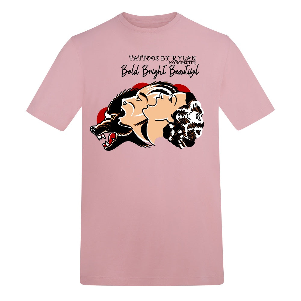 Howl At The Moon | Baby Pink | Duzzer 180gsm Regular Fit T-Shirt - Wrong Crowd Artist merch