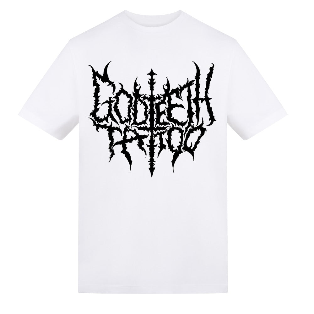 Metal logo | White | Rizzer 150gsm Regular Fit T-Shirt - Wrong Crowd Artist merch