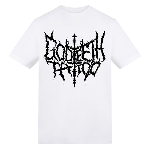 Metal logo | White | Rizzer 150gsm Regular Fit T-Shirt - Wrong Crowd Artist merch