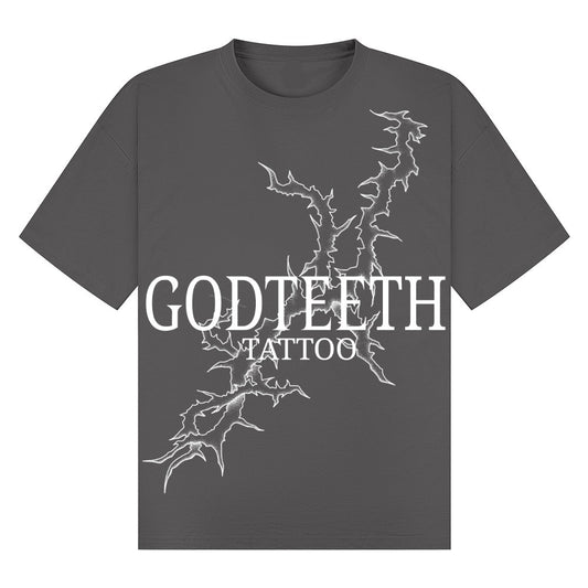 Oversized GODTEETH thorn tshirt | Charcoal | Breezer 180gsm Oversized T-Shirt - Wrong Crowd Artist merch