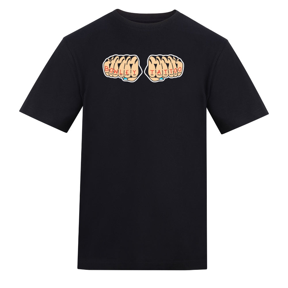 Colour Knuckles Tattoo Tee | Black | Duzzer 180gsm Regular Fit T-Shirt