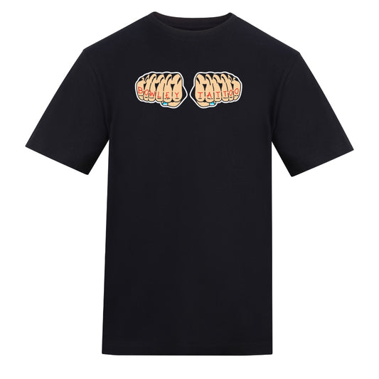 Colour Knuckles Tattoo Tee | Black | Duzzer 180gsm Regular Fit T-Shirt