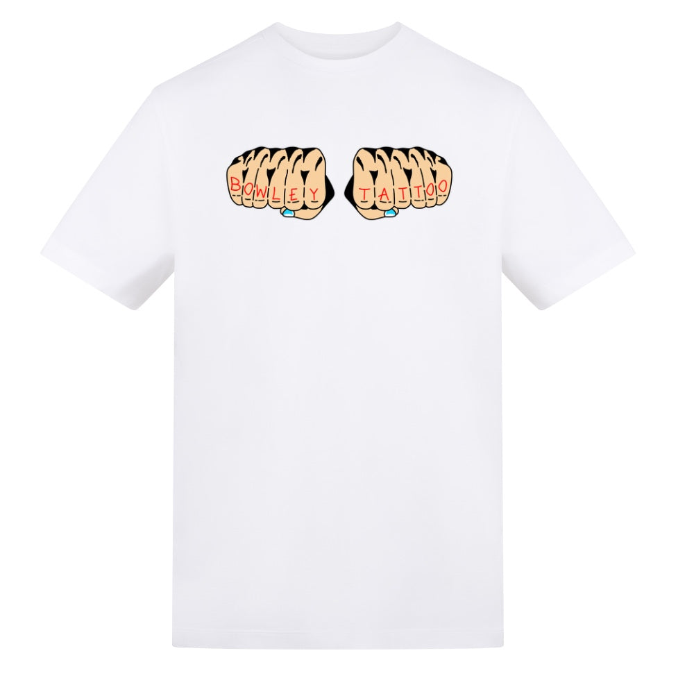 Knuckle Tattoos Tee | White | Duzzer 180gsm Regular Fit T-Shirt