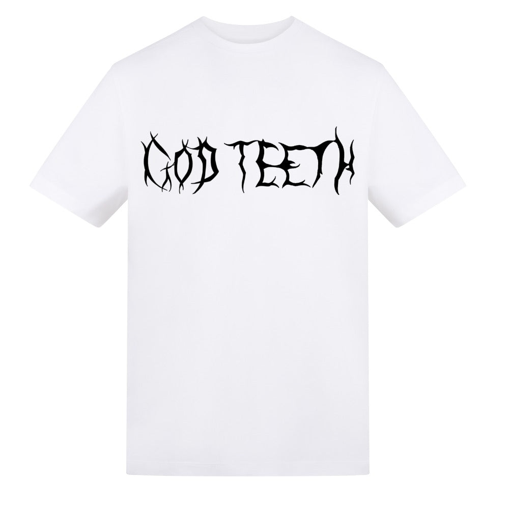 Logo with rat back | White | Rizzer 150gsm Regular Fit T-Shirt - Wrong Crowd Artist merch
