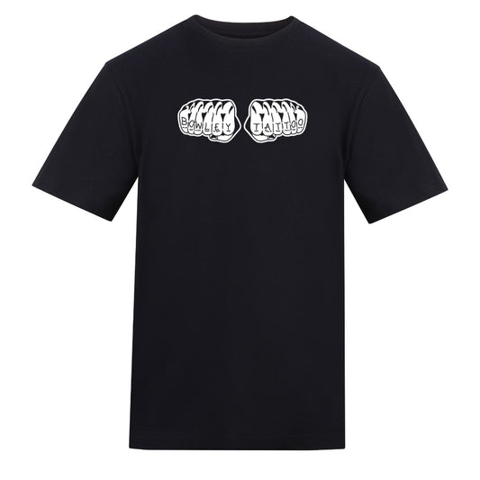White Knuckle Tattoo Tee | Black | Duzzer 180gsm Regular Fit T-Shirt