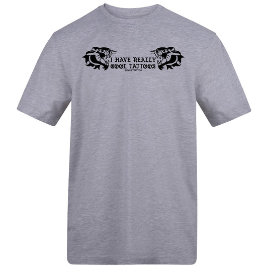Cool Tattoos Black Tee | Heather Grey | Duzzer 180gsm Regular Fit T-Shirt