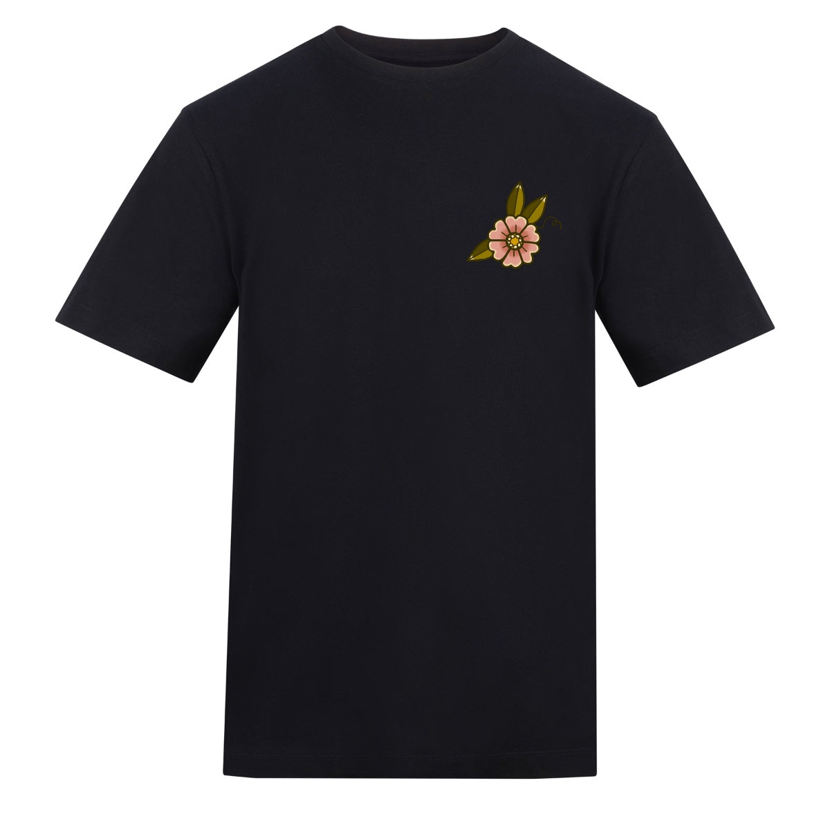 Floral Bird T-Shirt | Black | Duzzer 180gsm Regular Fit T-Shirt