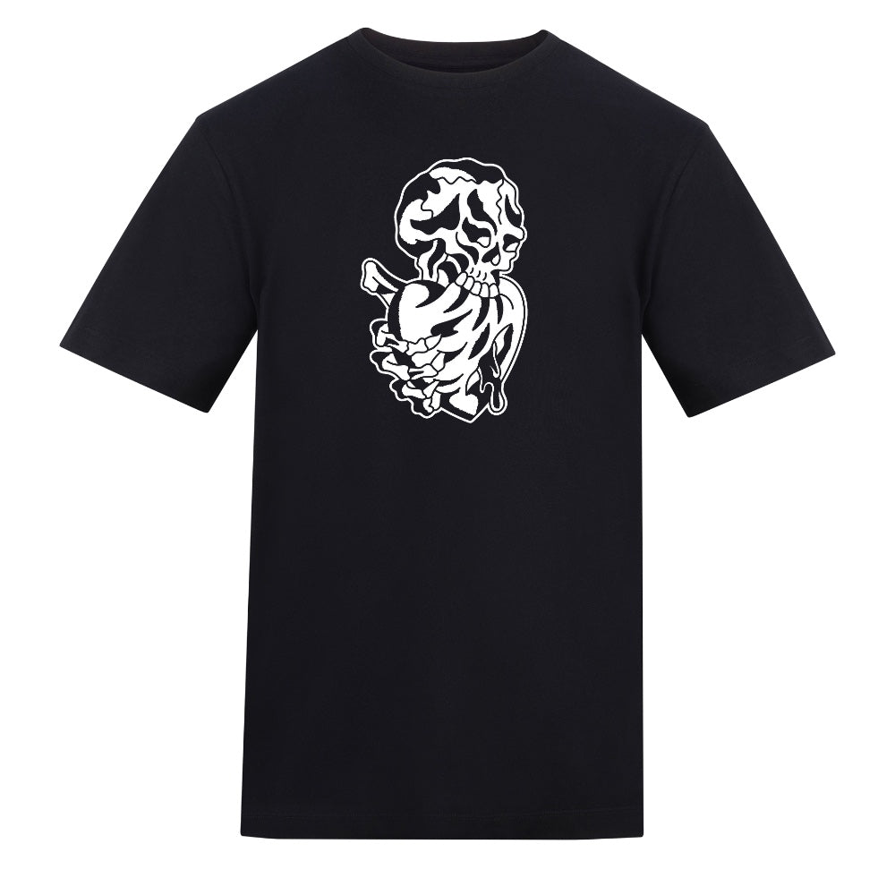 Heart Eater White Tee | Black | Duzzer 180gsm Regular Fit T-Shirt