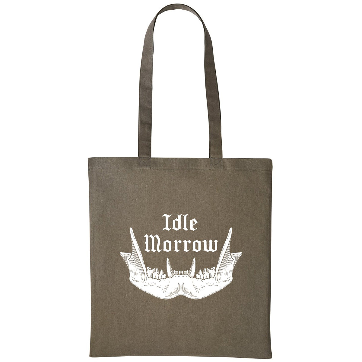 Cat Jawbone and Teeth | Olive | Shopper Tote Bag