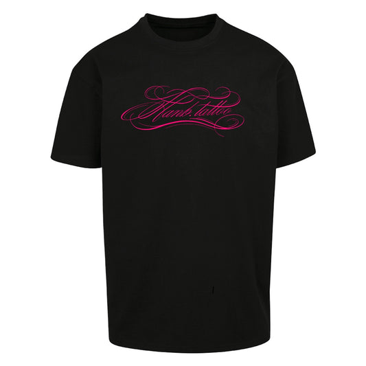 -swirly pink | Black | Oversized T-Shirt