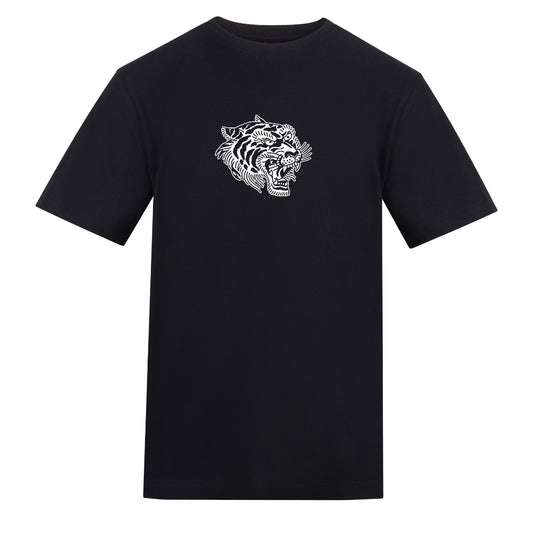 Tigers White Tee | Black | Duzzer 180gsm Regular Fit T-Shirt