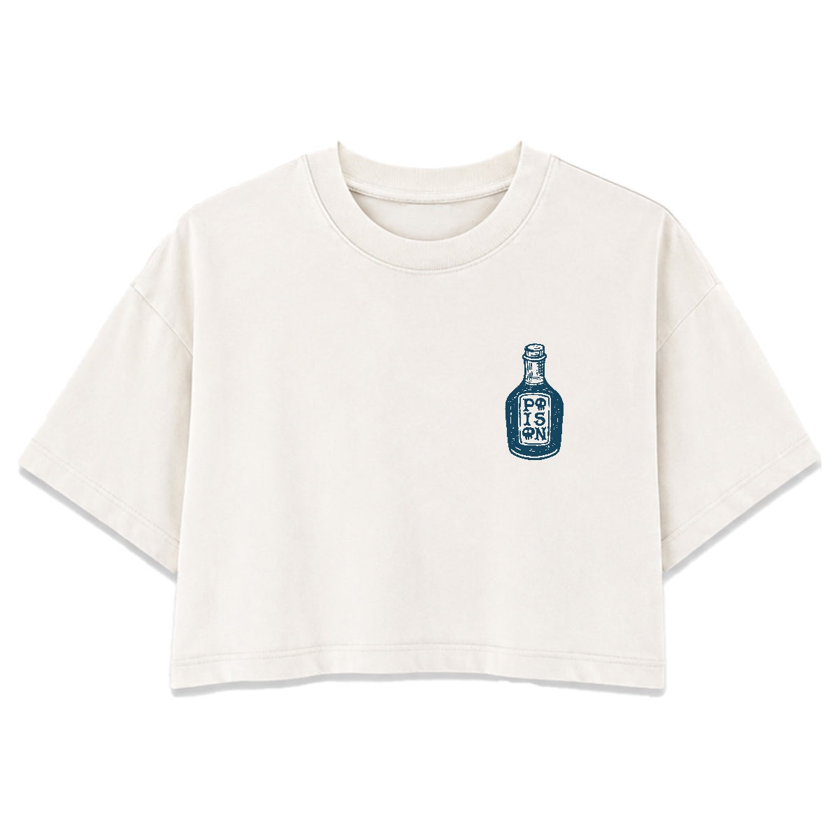 Poison Bottle | Vintage Washed White | Rogue Womens 220gsm Washed Cropped Tee