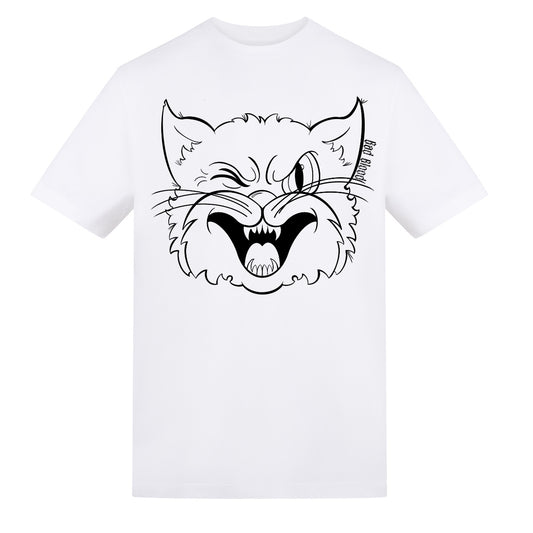 Black cat regular tee | White | Duzzer 180gsm Regular Fit T-Shirt