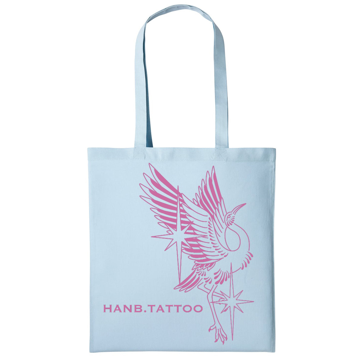 Pink bird | Pastel Blue | Shopper Tote Bag