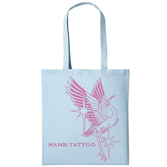 Pink bird | Pastel Blue | Shopper Tote Bag