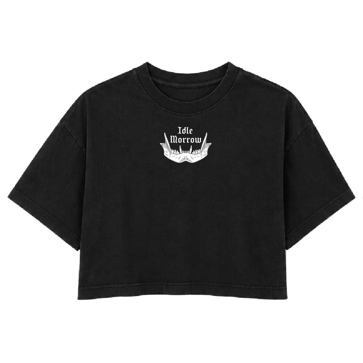 Frog Skeleton | Washed Black | Rogue Womens 220gsm Washed Cropped Tee