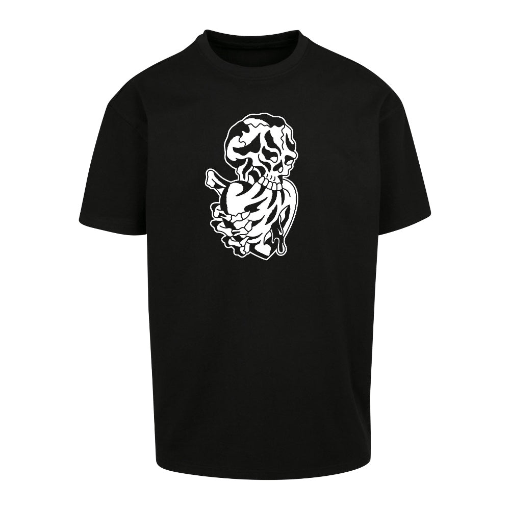 Heart Eater White Tee | Black | Dunker 240gsm Oversized T-Shirt
