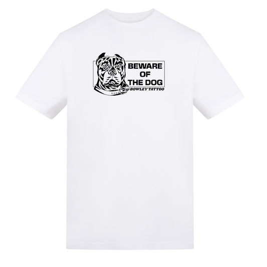 Beware Of The Dog Tee | White | Duzzer 180gsm Regular Fit T-Shirt